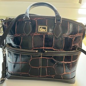 Dooney and Bourke Brown Croc Satchel with cross body strap - Excellent condition